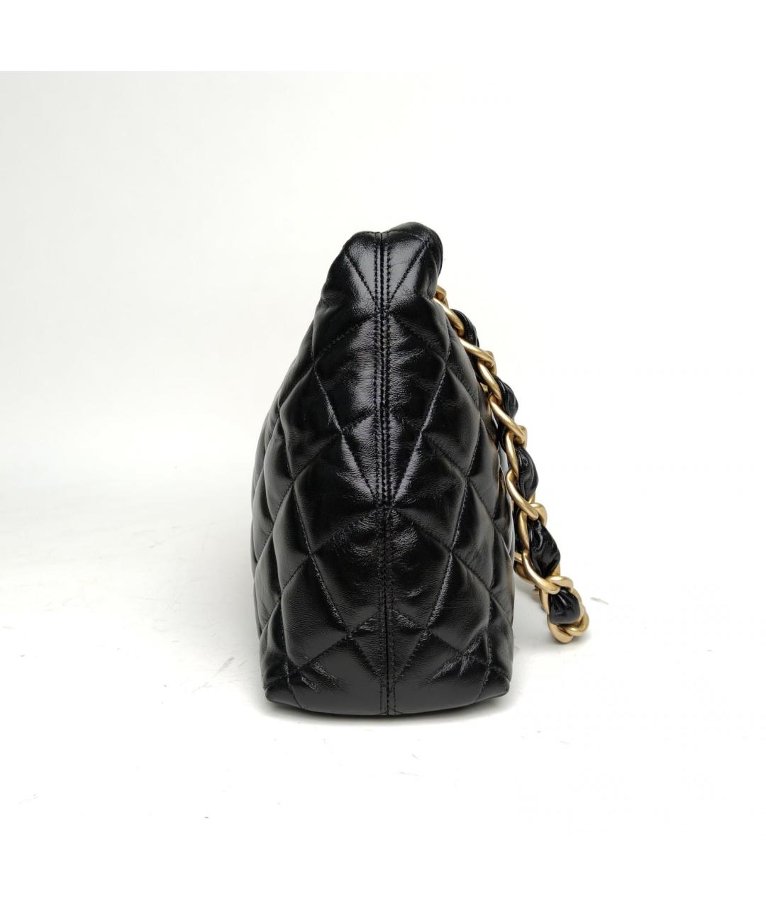 CHANEL Черная кожаная сумка с короткими ручками, фото 5