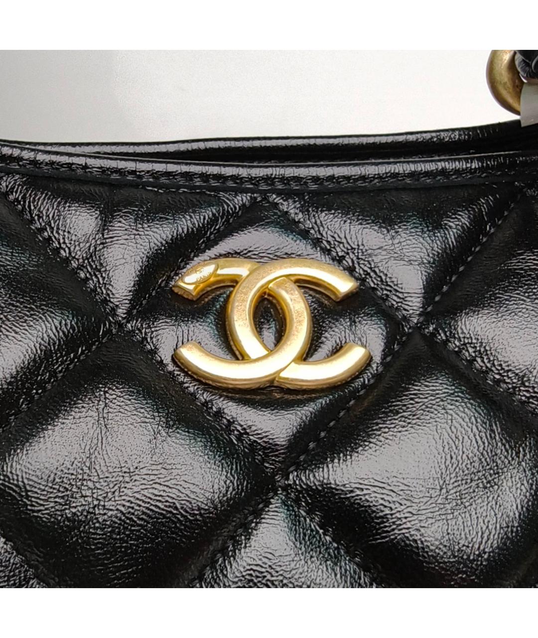 CHANEL Черная кожаная сумка с короткими ручками, фото 7