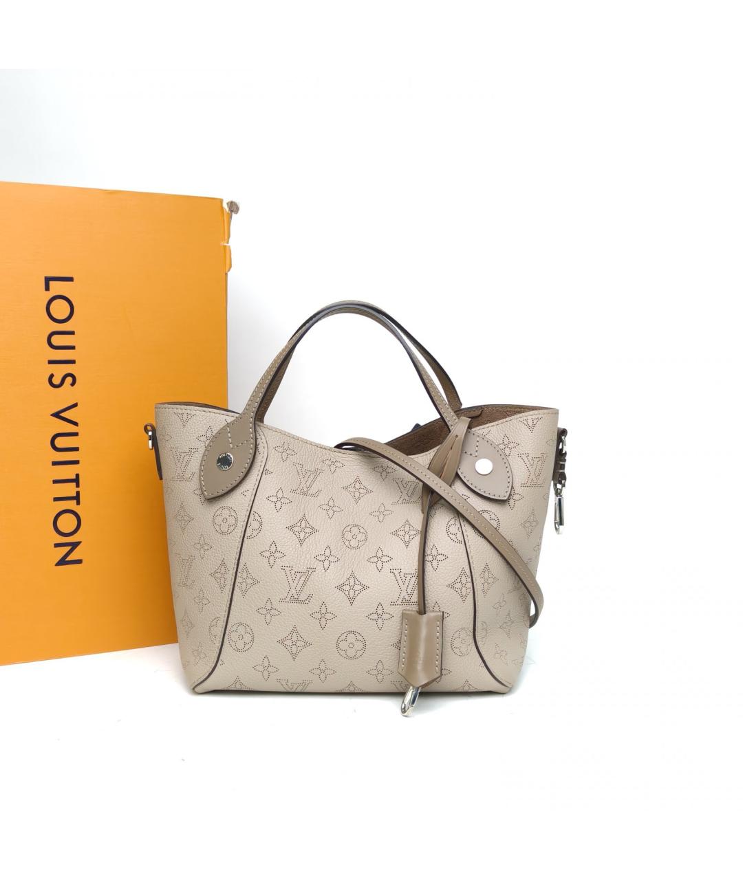 LOUIS VUITTON Бежевая кожаная сумка с короткими ручками, фото 9