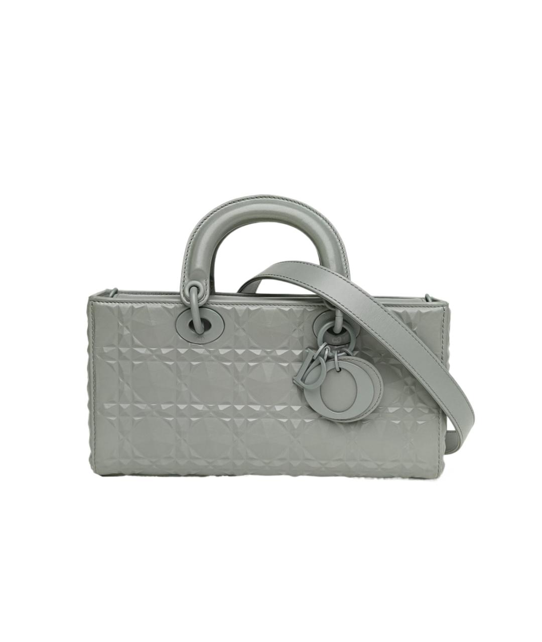 CHRISTIAN DIOR Серая кожаная сумка с короткими ручками, фото 1