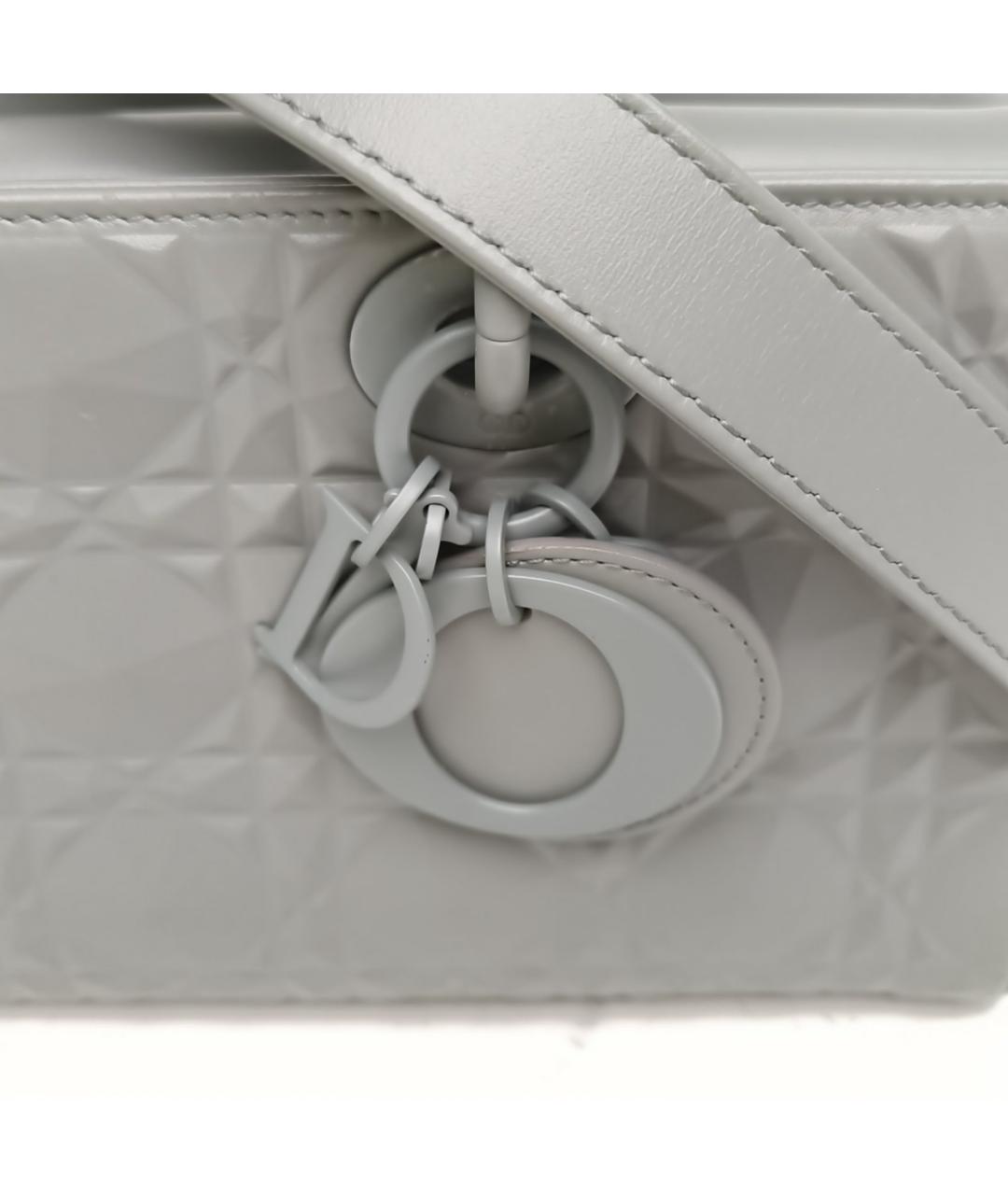 CHRISTIAN DIOR Серая кожаная сумка с короткими ручками, фото 7