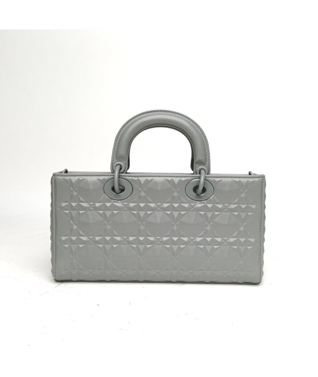 CHRISTIAN DIOR Серая кожаная сумка с короткими ручками, фото 4