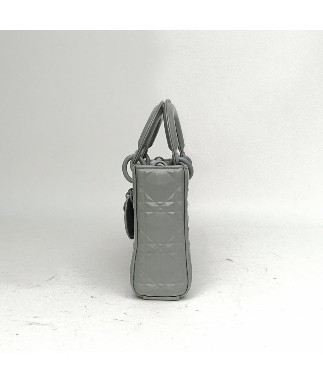 CHRISTIAN DIOR Серая кожаная сумка с короткими ручками, фото 3