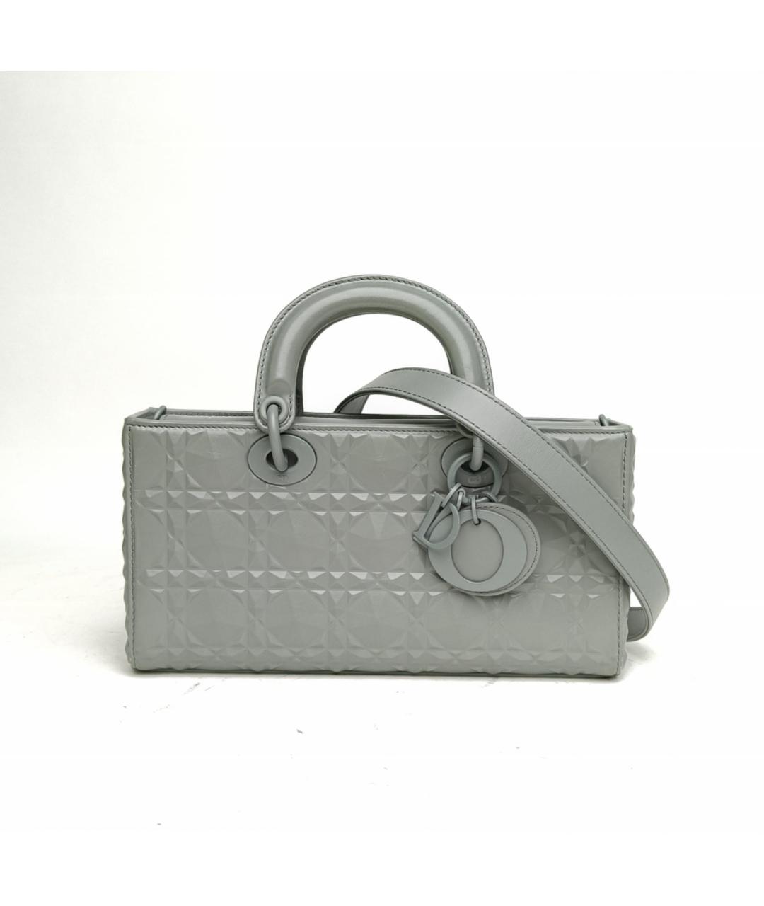 CHRISTIAN DIOR Серая кожаная сумка с короткими ручками, фото 2