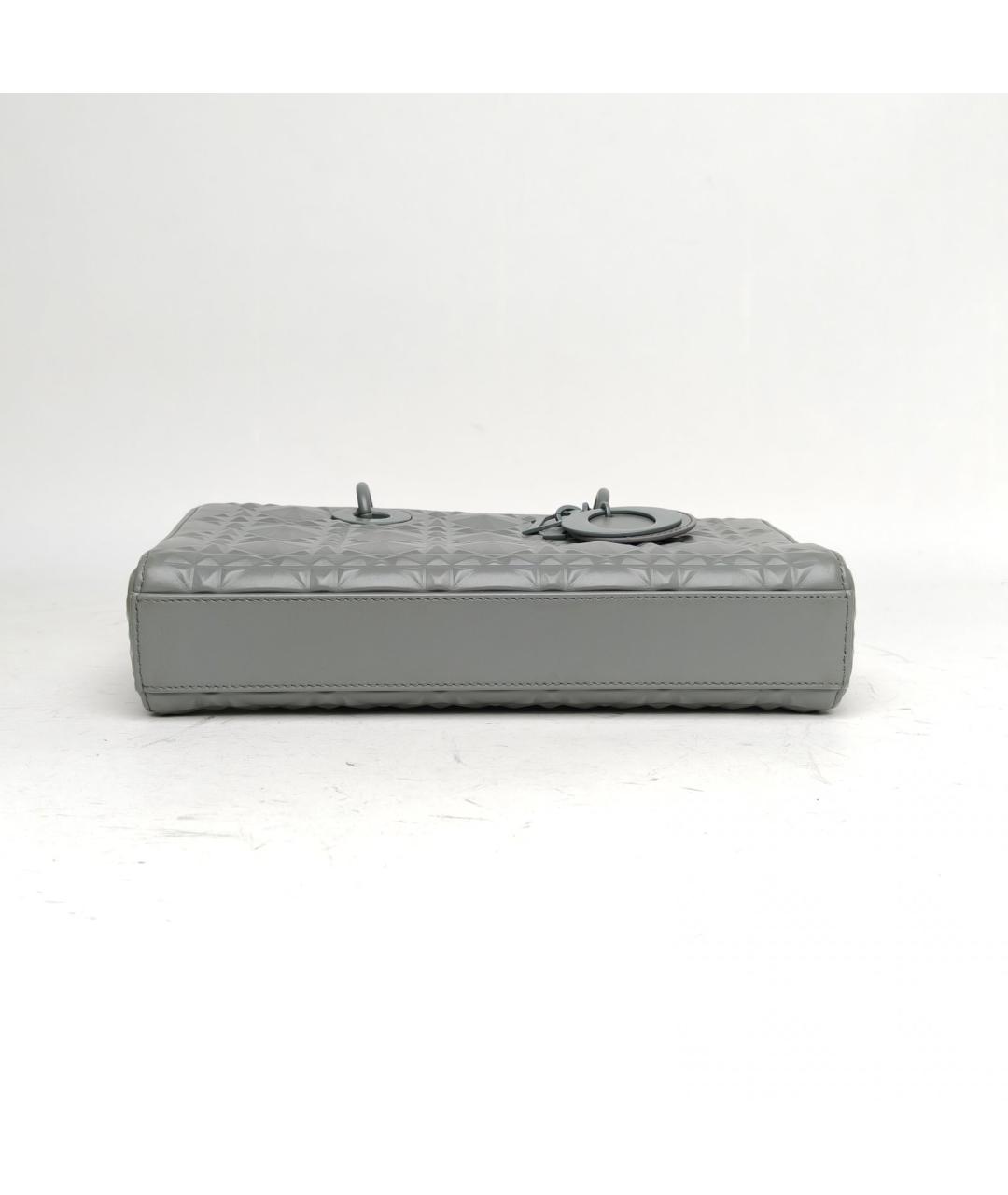 CHRISTIAN DIOR Серая кожаная сумка с короткими ручками, фото 6