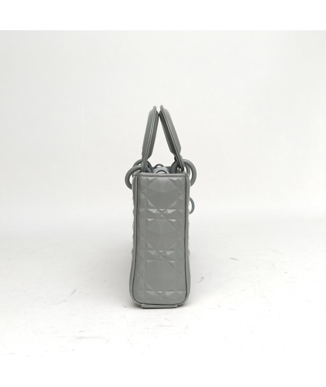 CHRISTIAN DIOR Серая кожаная сумка с короткими ручками, фото 5