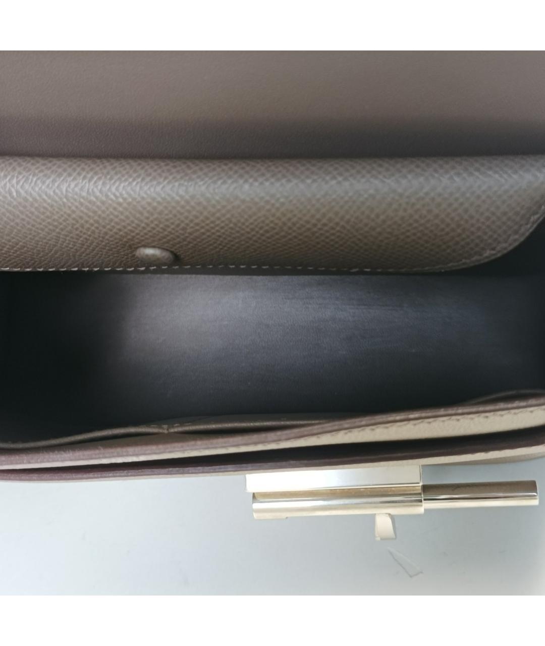 HERMES Серая кожаная сумка через плечо, фото 8