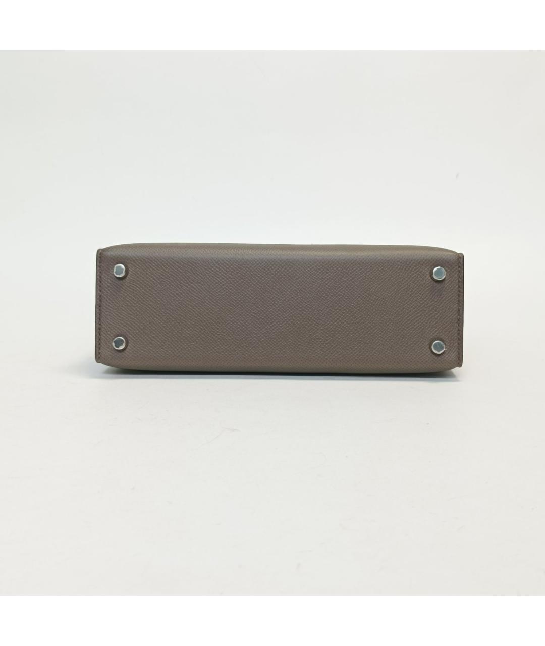 HERMES Серая кожаная сумка через плечо, фото 6