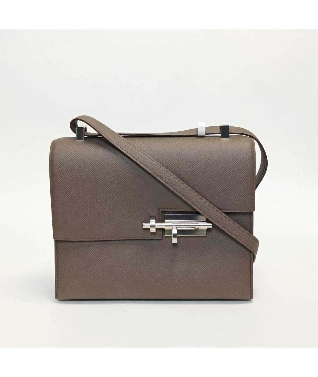HERMES Серая кожаная сумка через плечо, фото 2