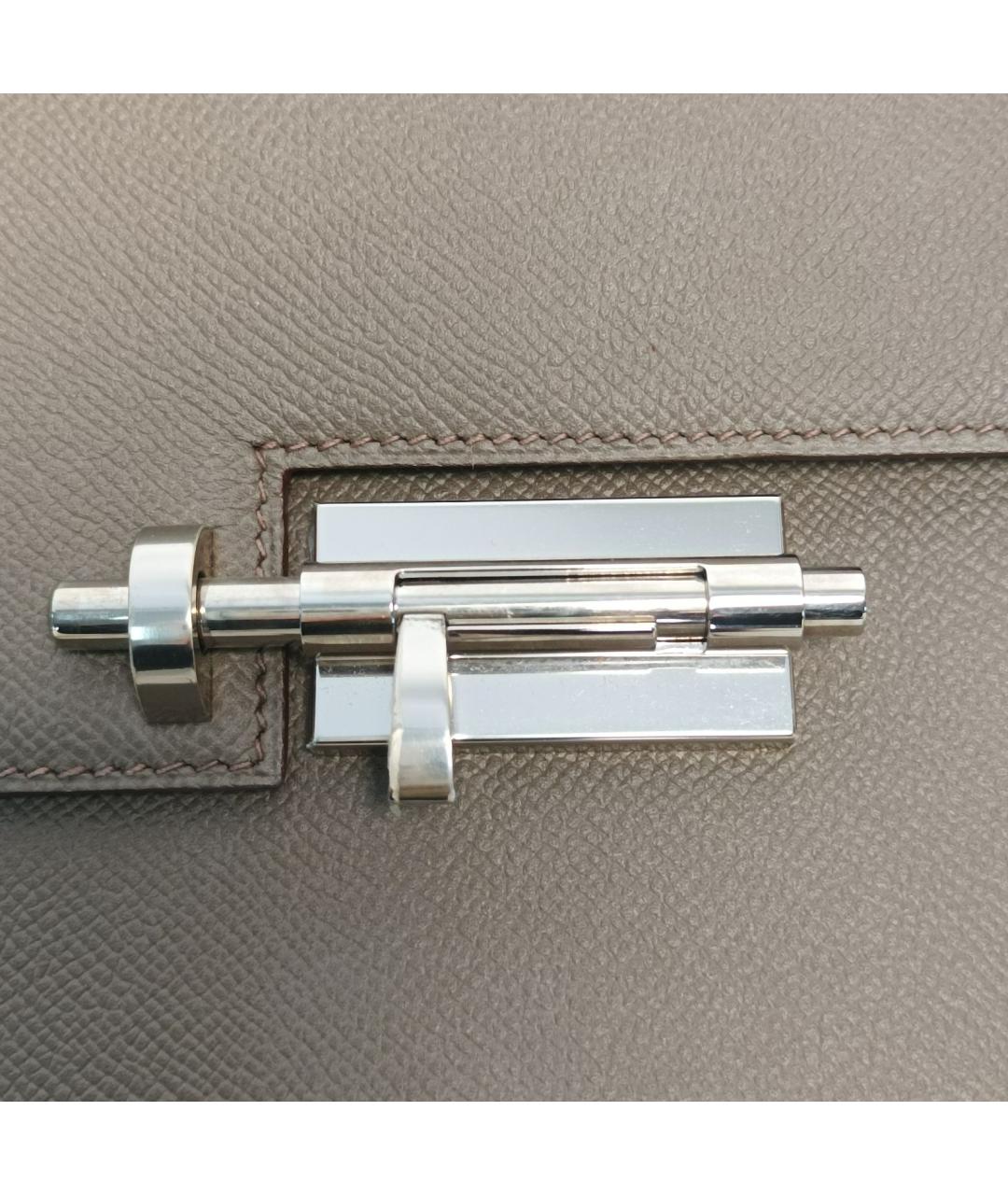 HERMES Серая кожаная сумка через плечо, фото 7