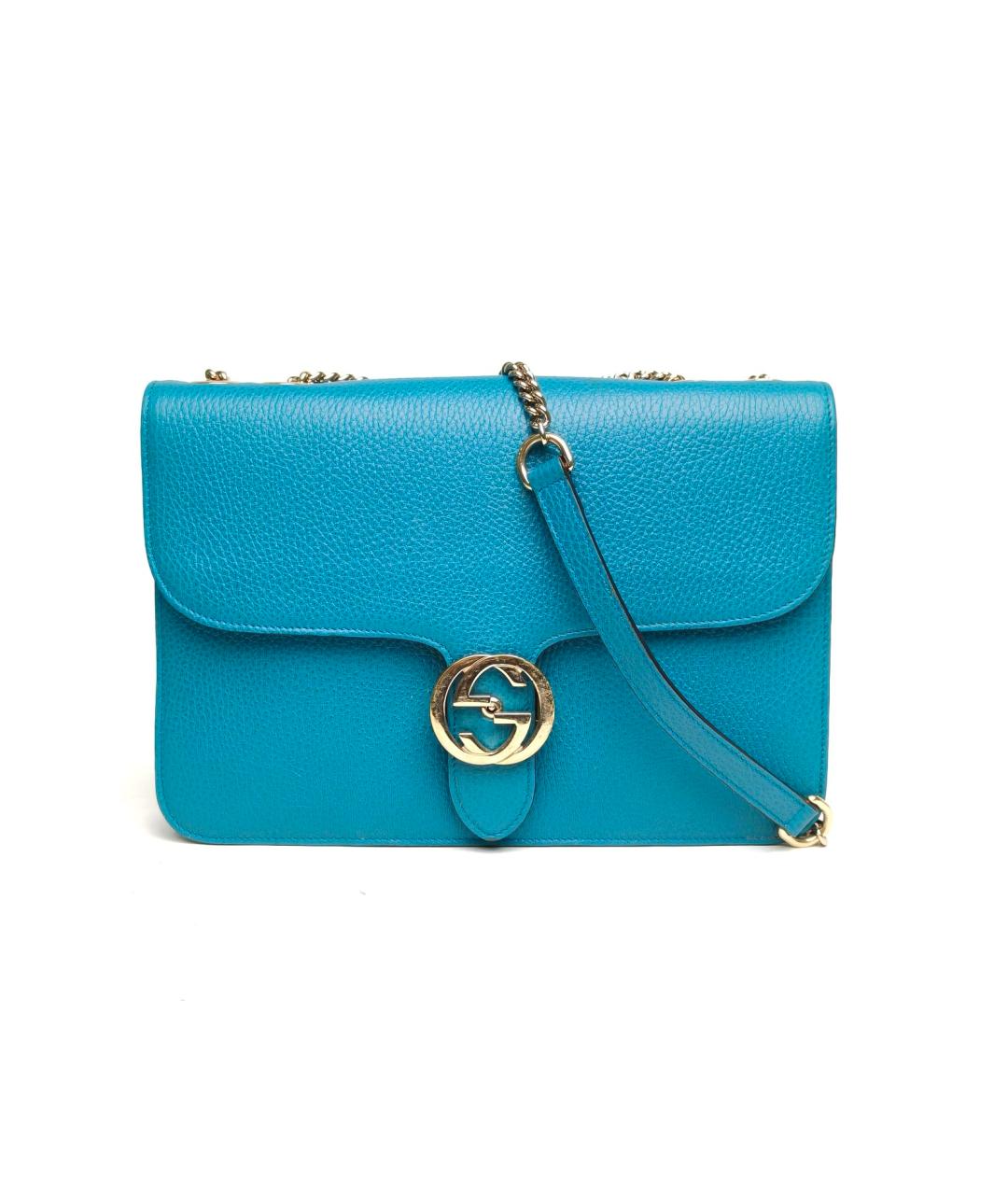 GUCCI Голубая кожаная сумка через плечо, фото 2