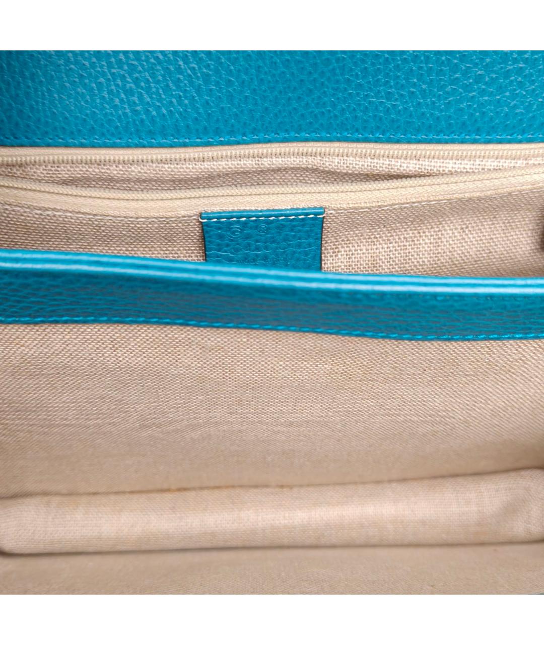 GUCCI Голубая кожаная сумка через плечо, фото 5
