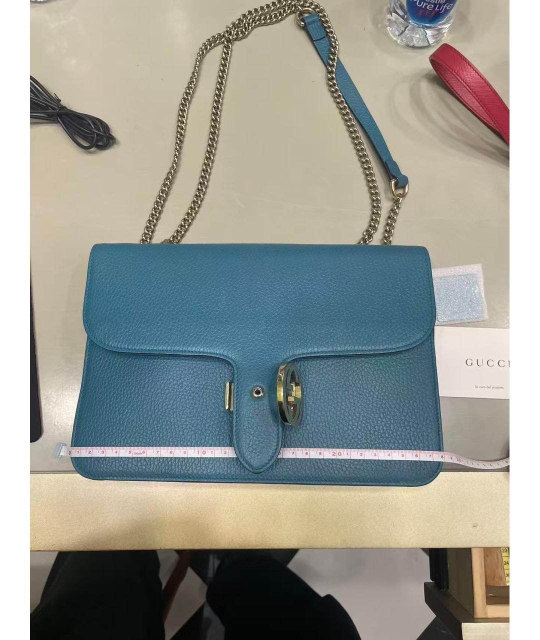 GUCCI Голубая кожаная сумка через плечо, фото 7