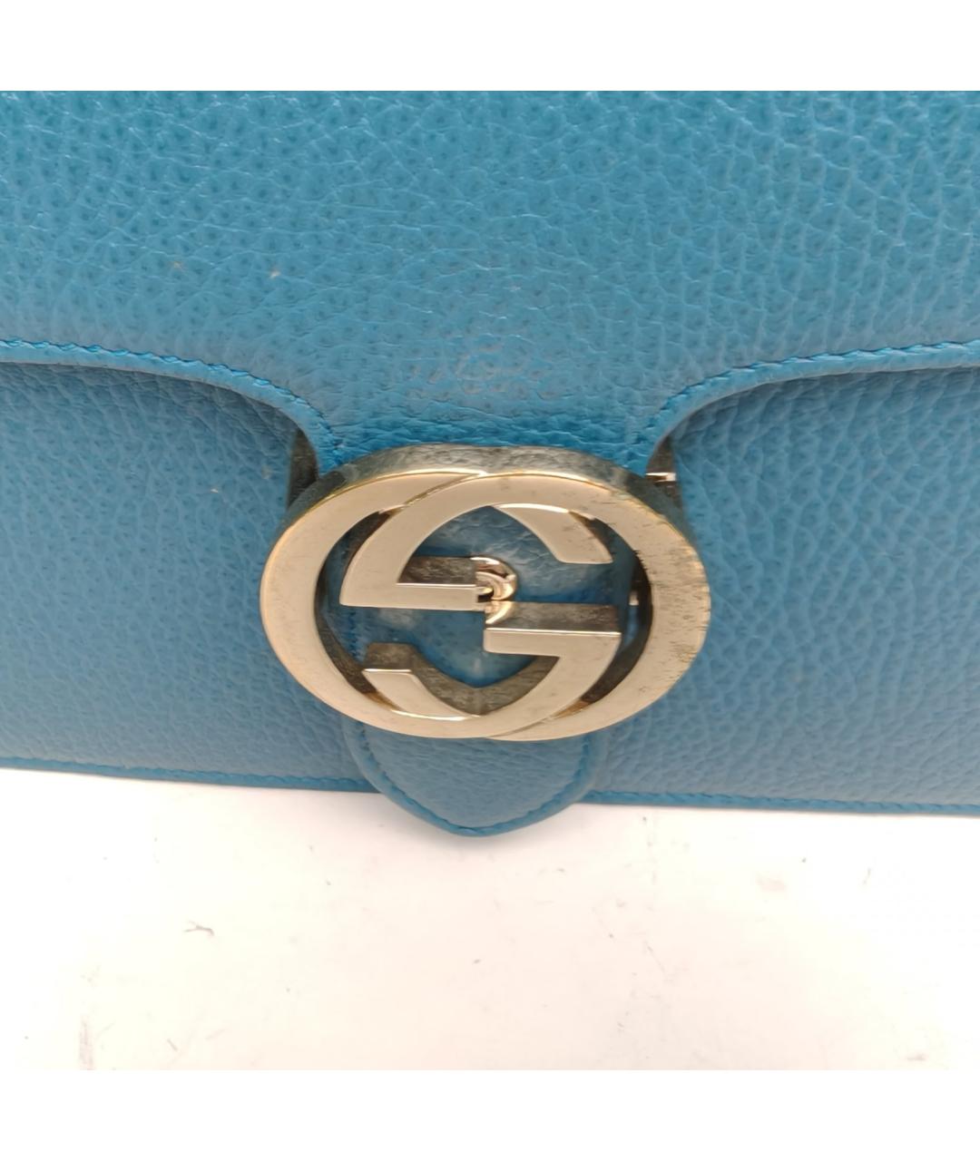 GUCCI Голубая кожаная сумка через плечо, фото 6