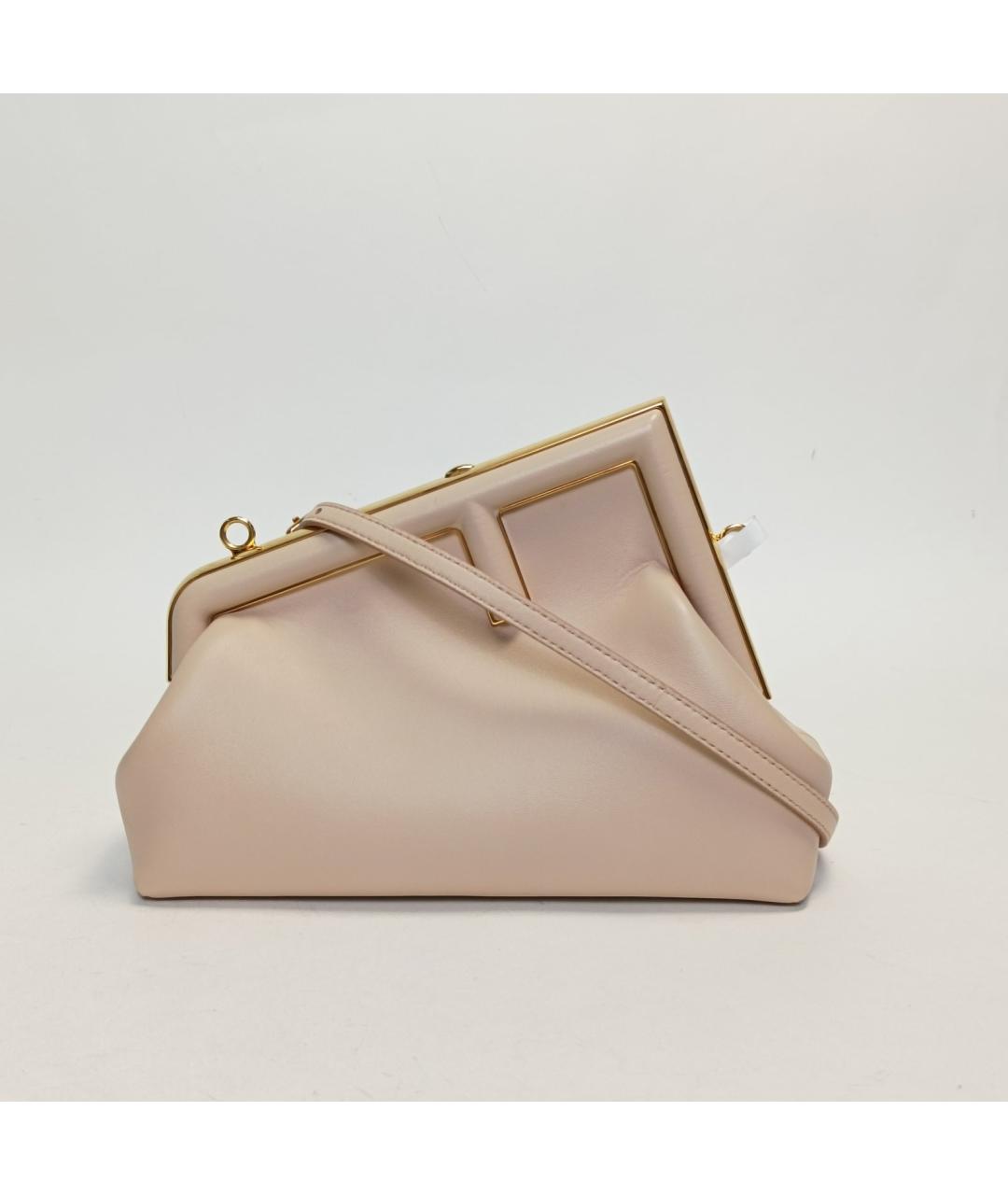 FENDI Бежевая кожаная сумка через плечо, фото 2