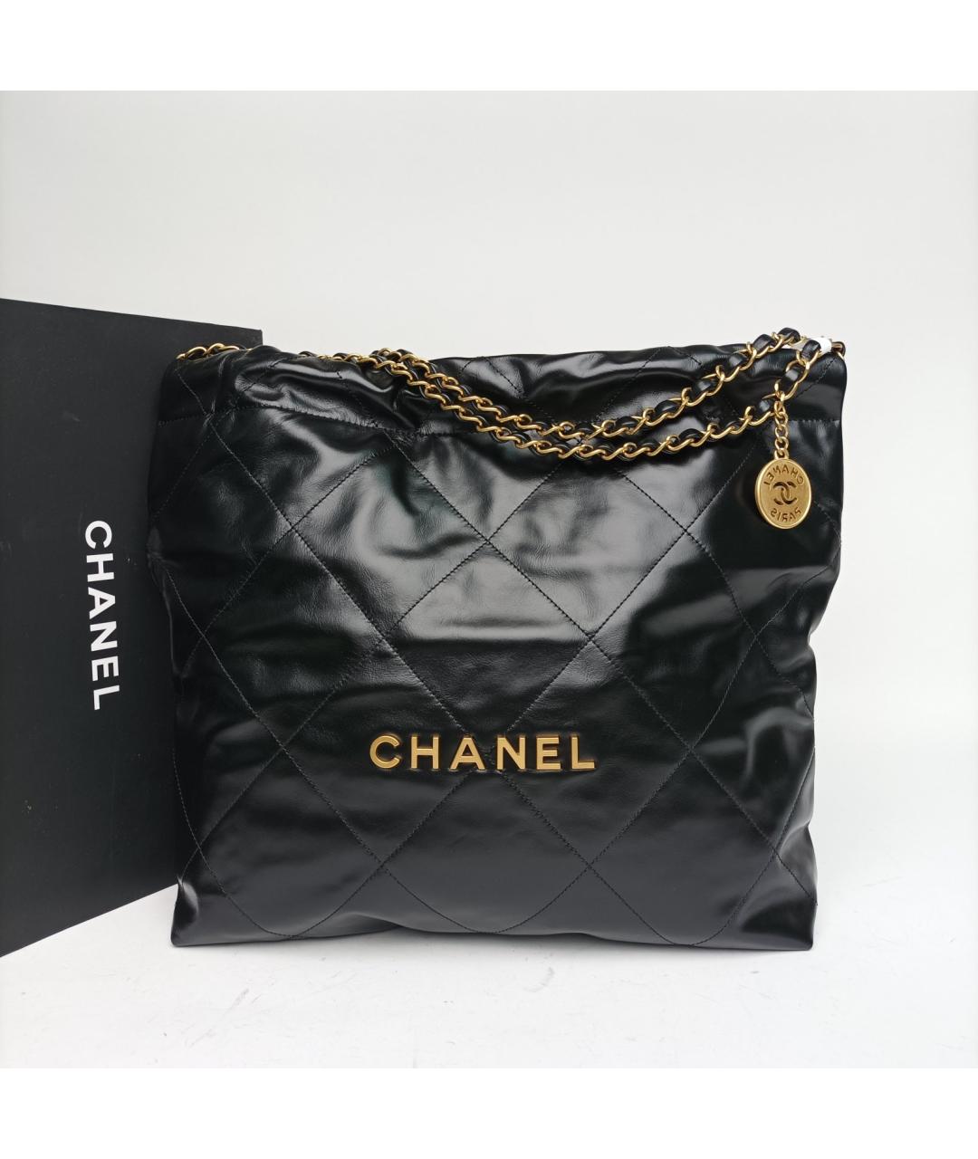 CHANEL Черная кожаная сумка тоут, фото 9