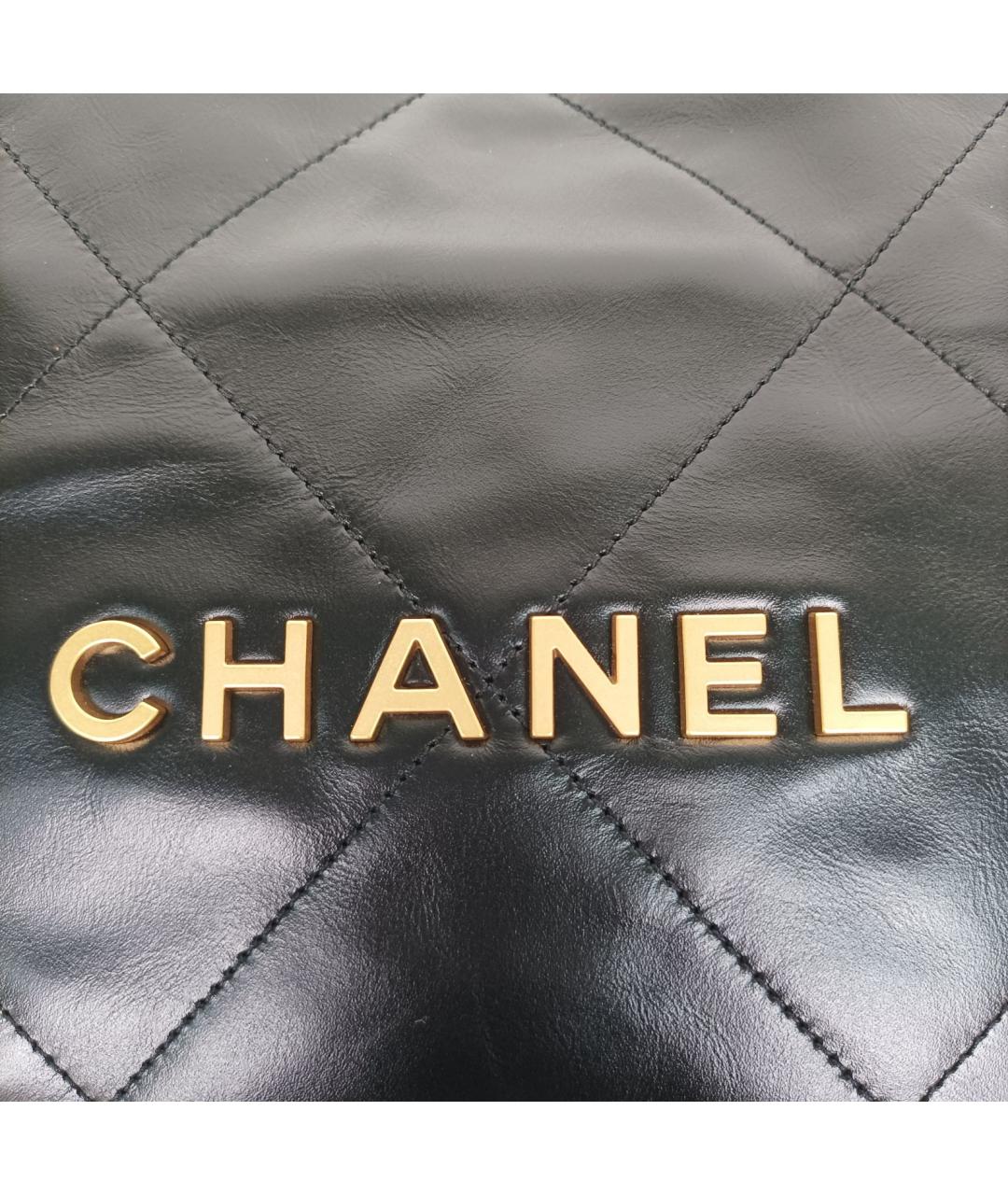 CHANEL Черная кожаная сумка тоут, фото 7