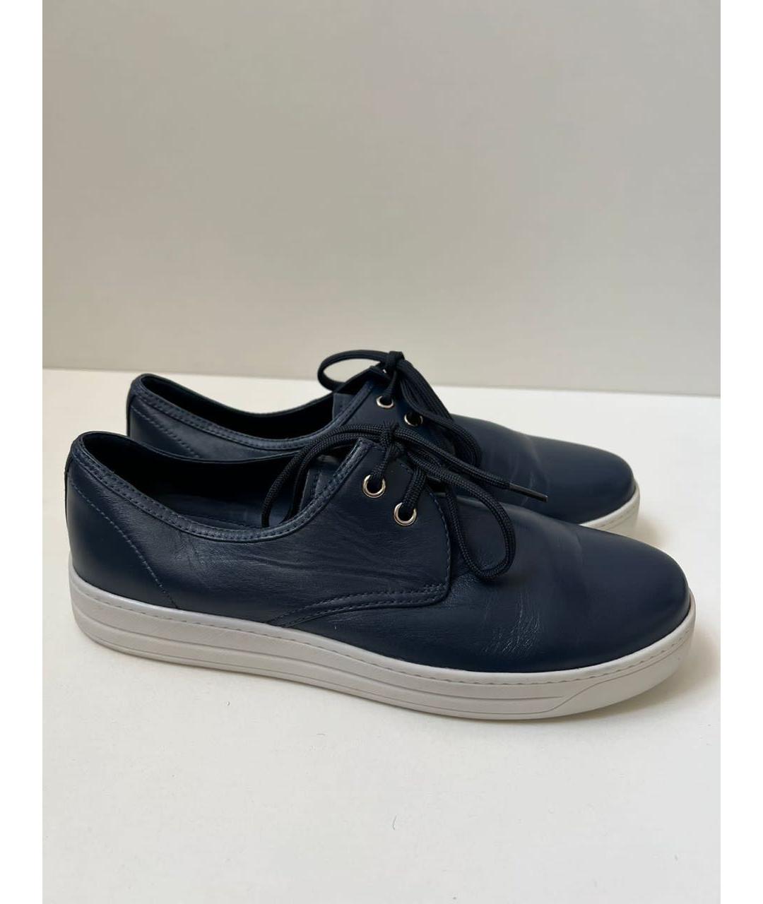 PRADA Темно-синие кожаные кеды, фото 9