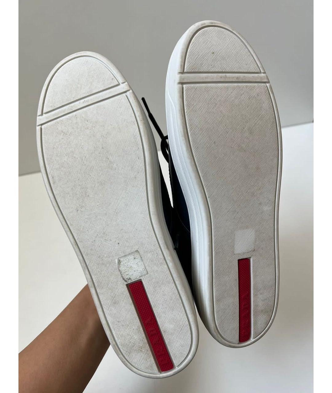 PRADA Темно-синие кожаные кеды, фото 6