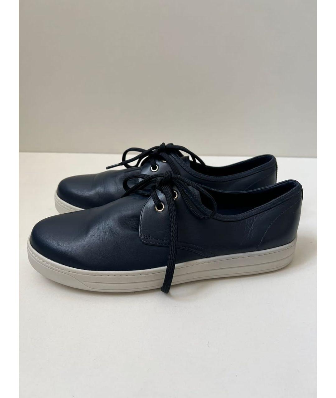 PRADA Темно-синие кожаные кеды, фото 8