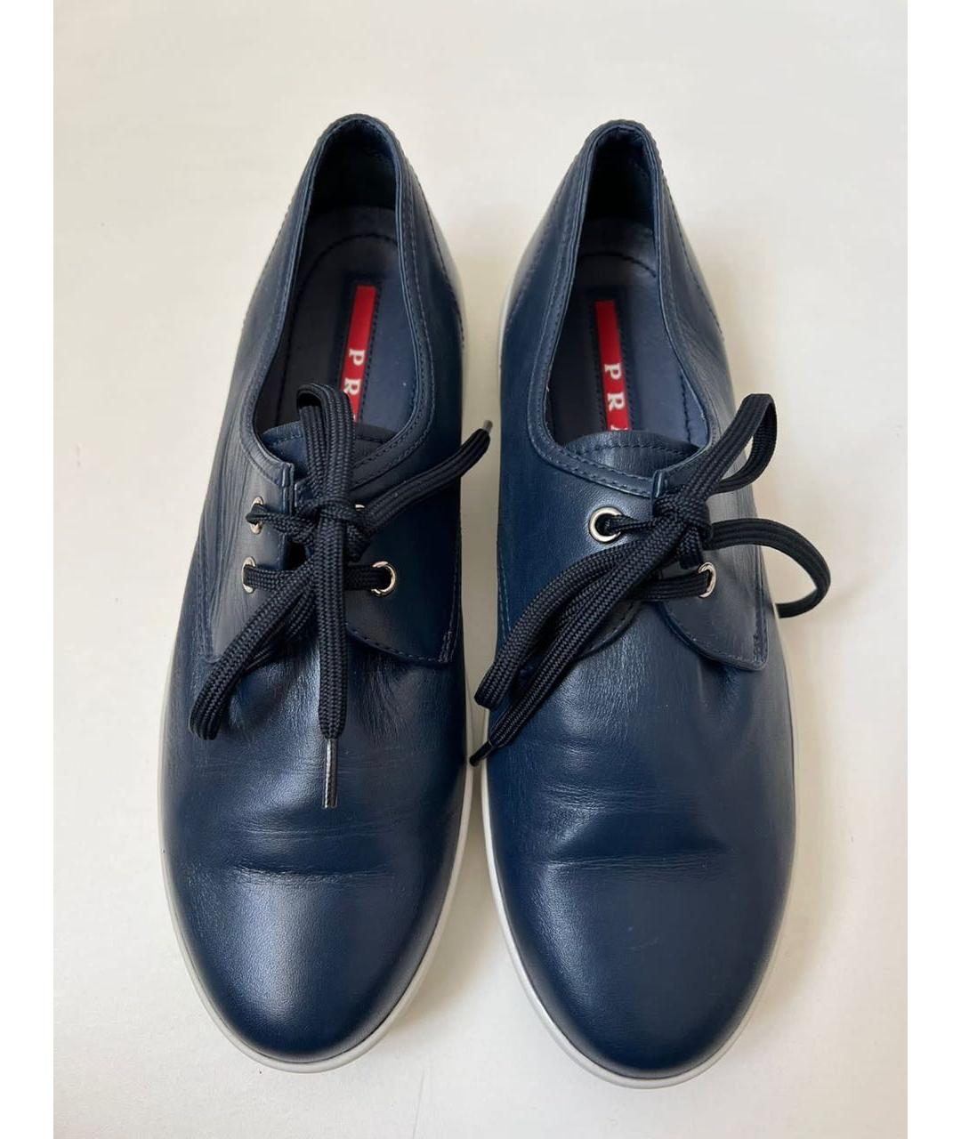 PRADA Темно-синие кожаные кеды, фото 2