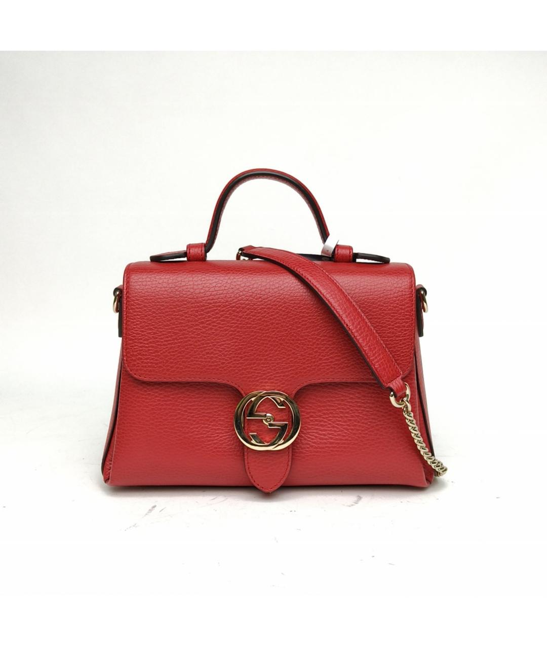 GUCCI Красная кожаная сумка с короткими ручками, фото 2