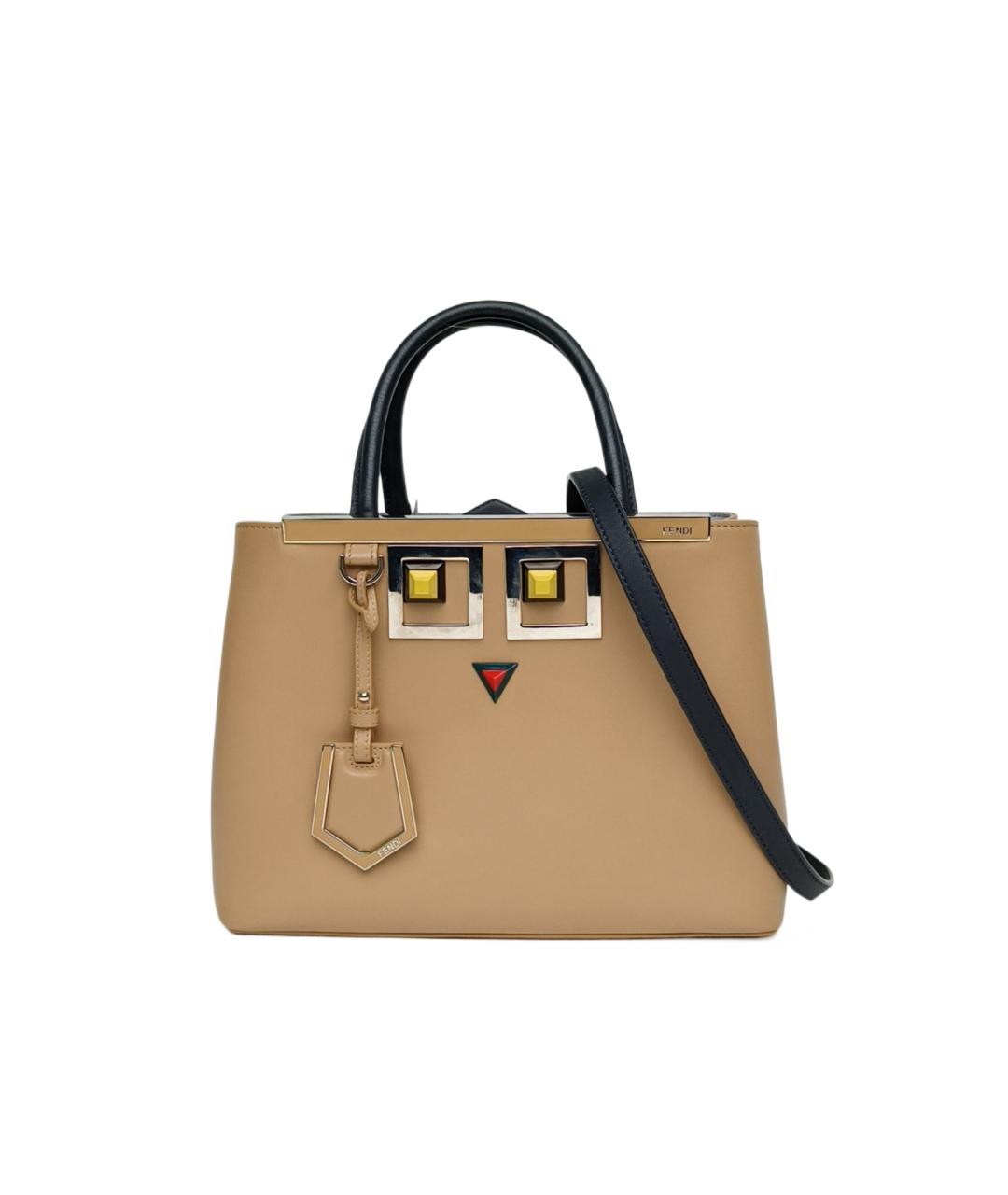 FENDI Хаки кожаная сумка тоут, фото 9