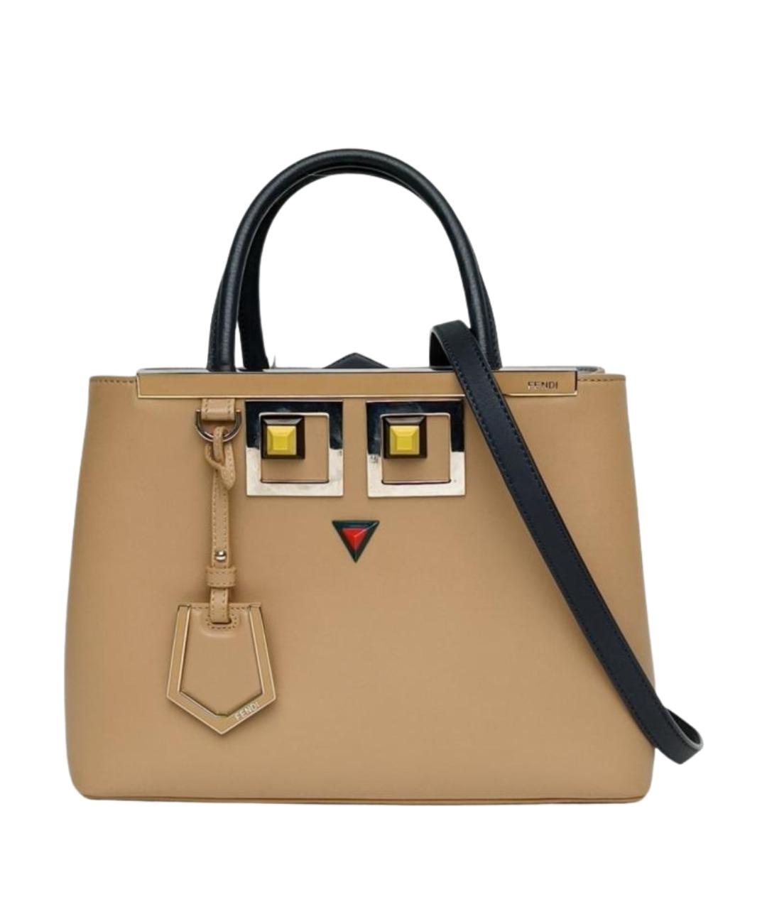 FENDI Хаки кожаная сумка тоут, фото 1