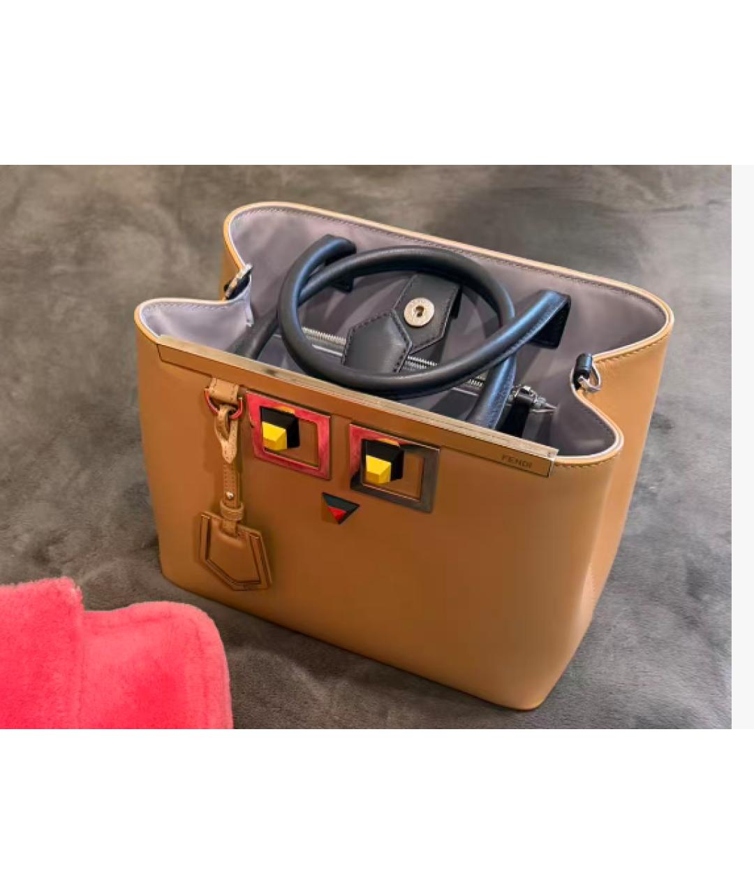 FENDI Хаки кожаная сумка тоут, фото 8