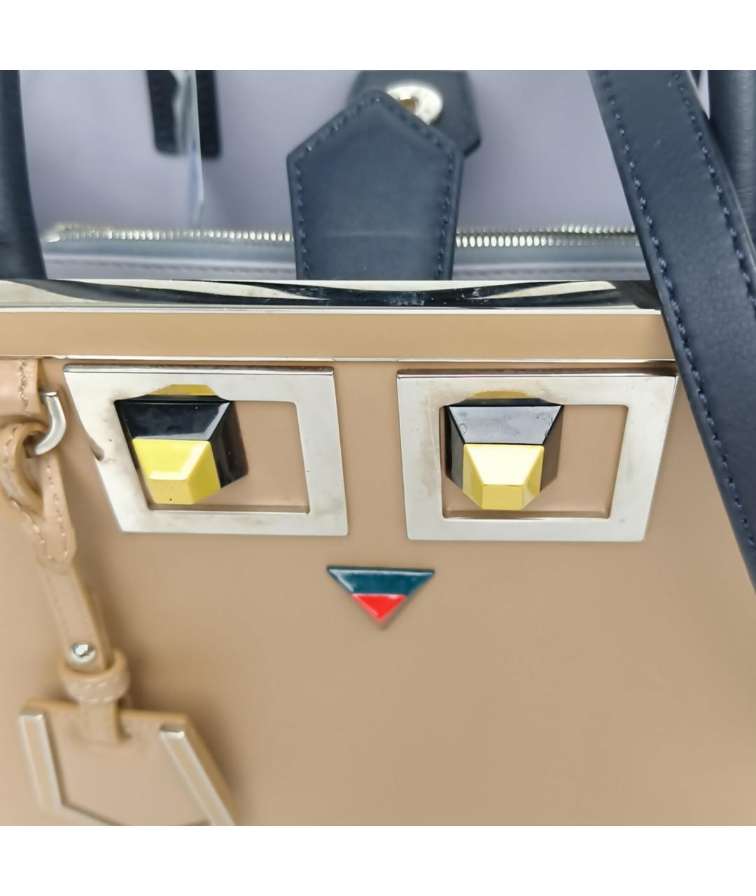 FENDI Хаки кожаная сумка тоут, фото 6