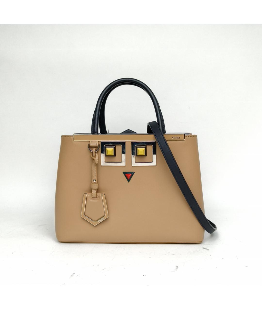 FENDI Хаки кожаная сумка тоут, фото 2