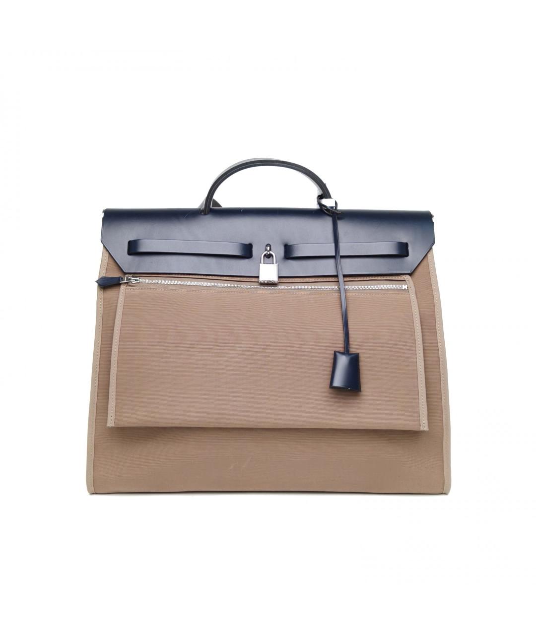 HERMES Бежевая тканевая сумка через плечо, фото 4