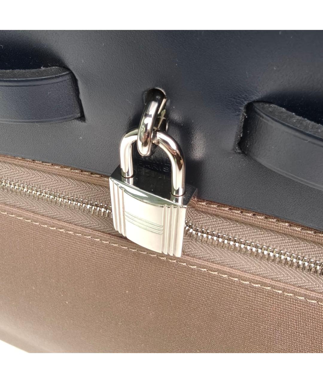 HERMES Бежевая тканевая сумка через плечо, фото 8