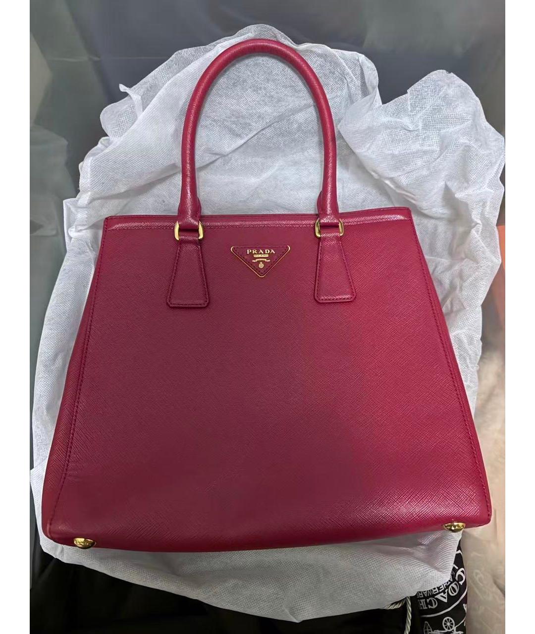 PRADA Красная кожаная сумка с короткими ручками, фото 7