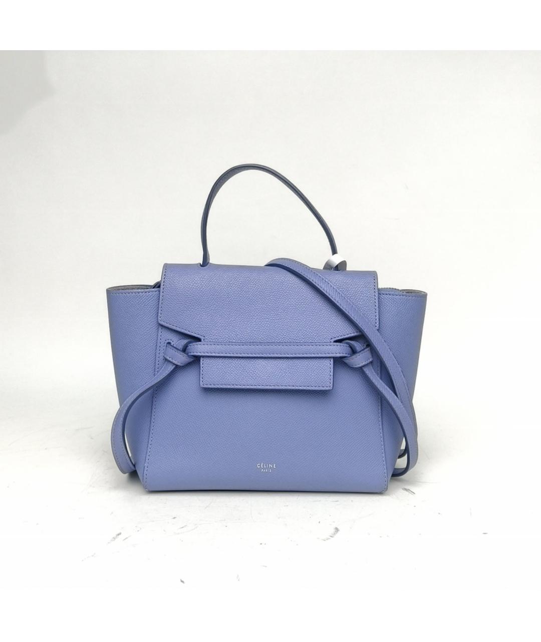 CELINE Синяя кожаная сумка с короткими ручками, фото 2
