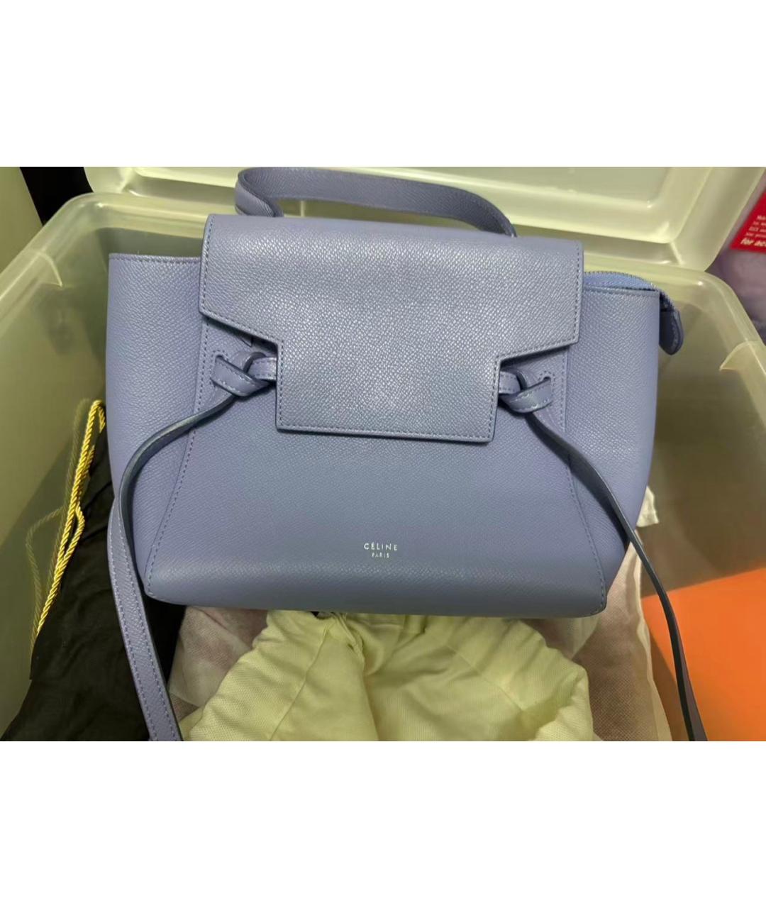 CELINE Синяя кожаная сумка с короткими ручками, фото 8