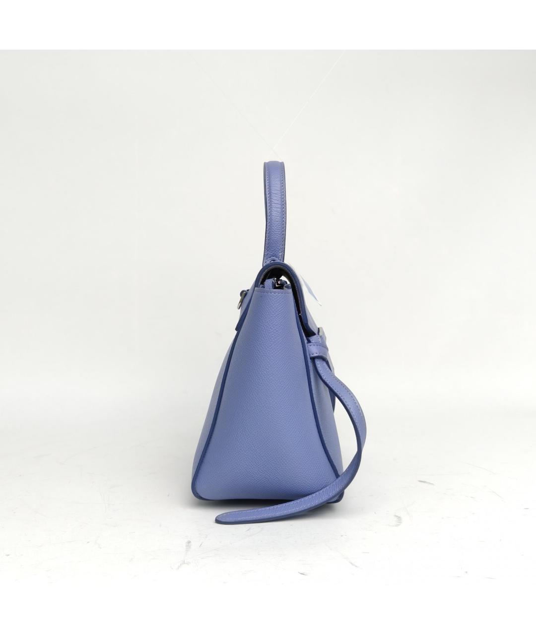 CELINE Синяя кожаная сумка с короткими ручками, фото 5