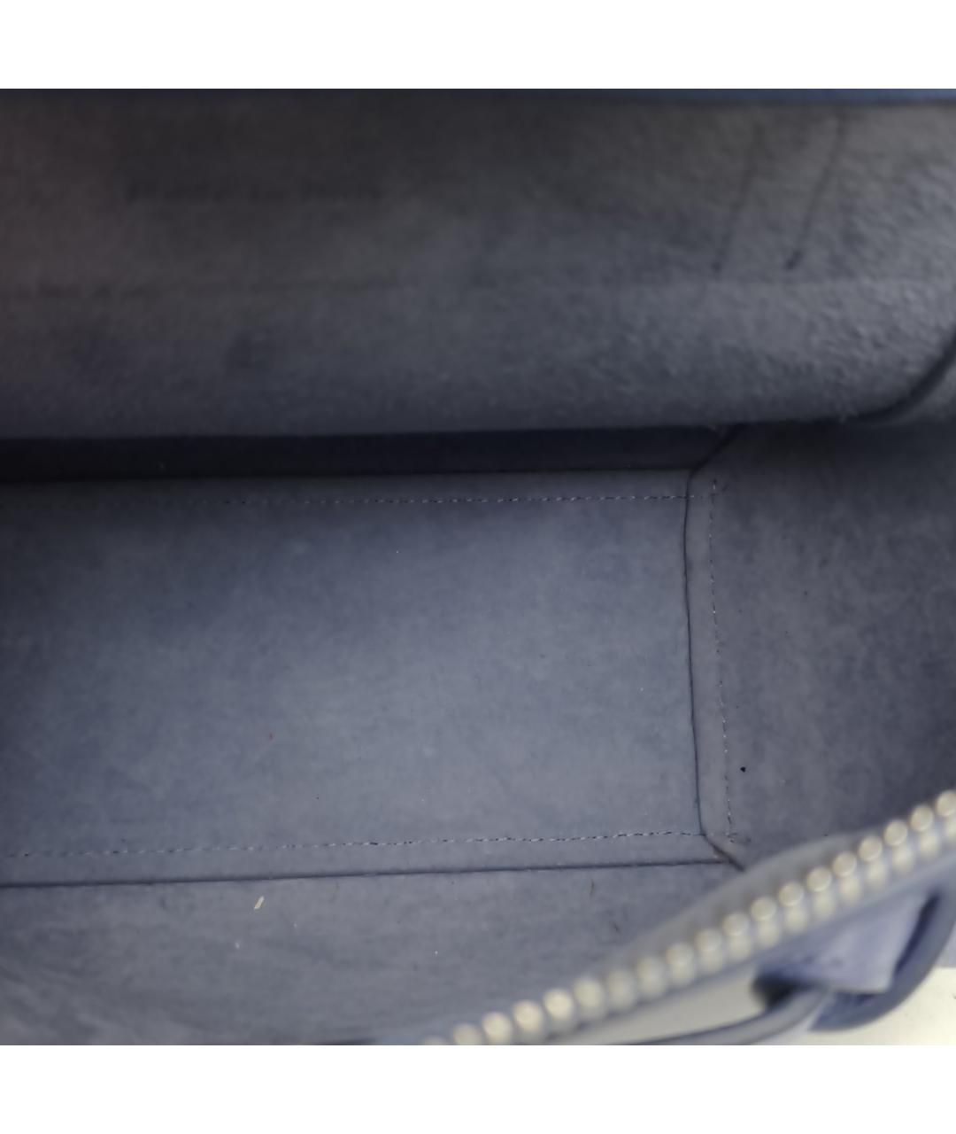 CELINE Синяя кожаная сумка с короткими ручками, фото 7