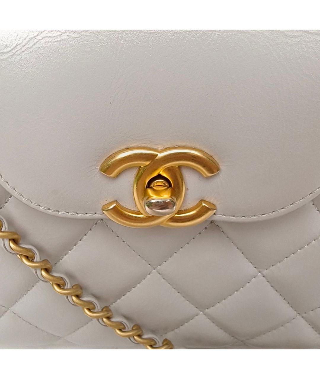 CHANEL Серая кожаная сумка с короткими ручками, фото 4