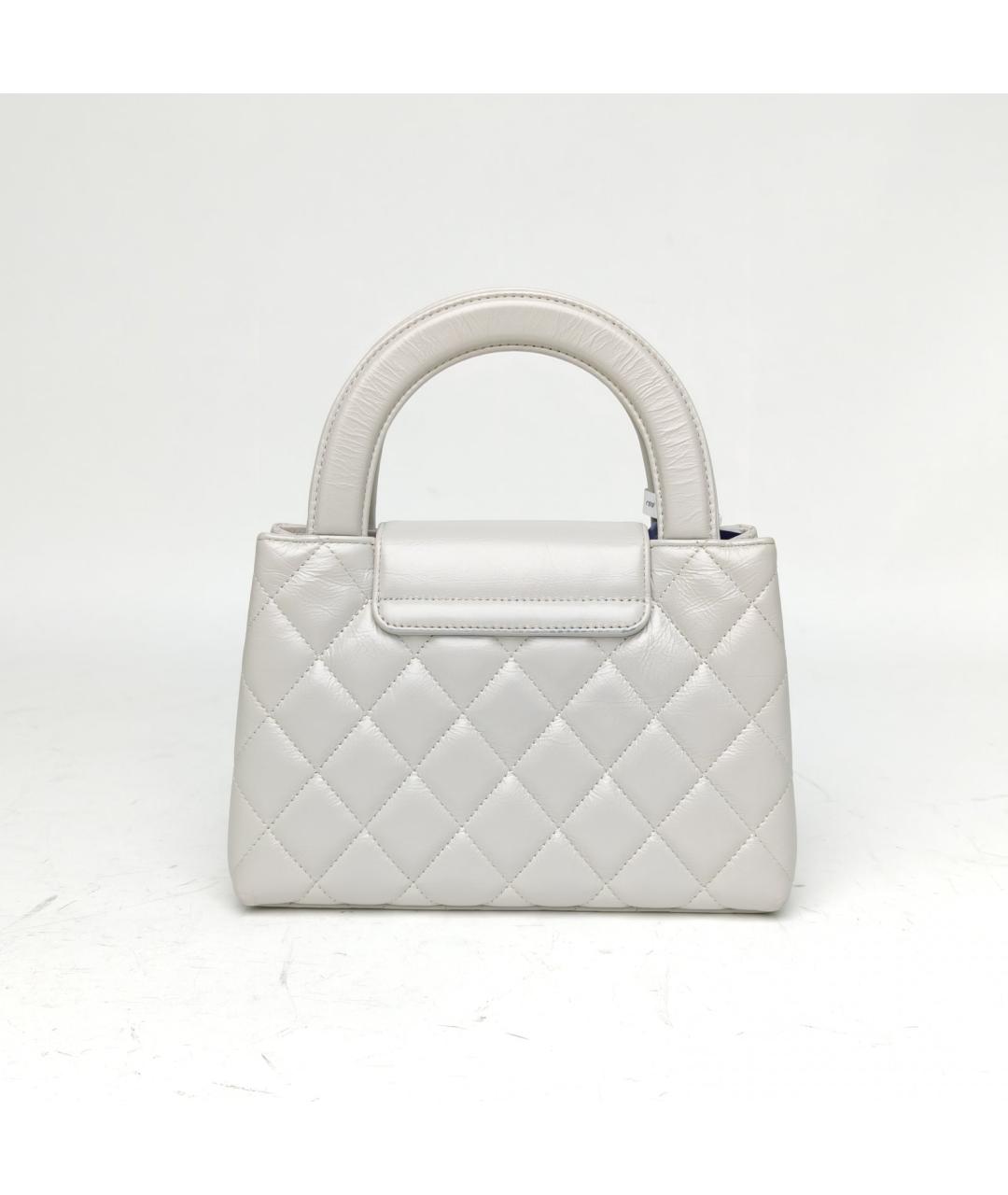 CHANEL Серая кожаная сумка с короткими ручками, фото 9