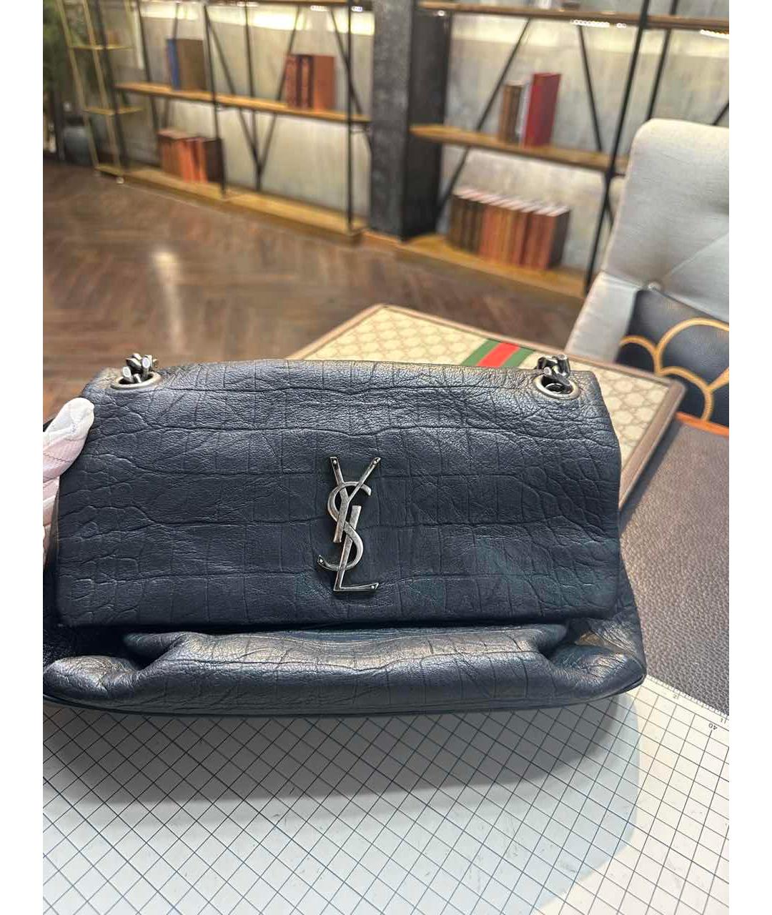 SAINT LAURENT Черная кожаная сумка через плечо, фото 9