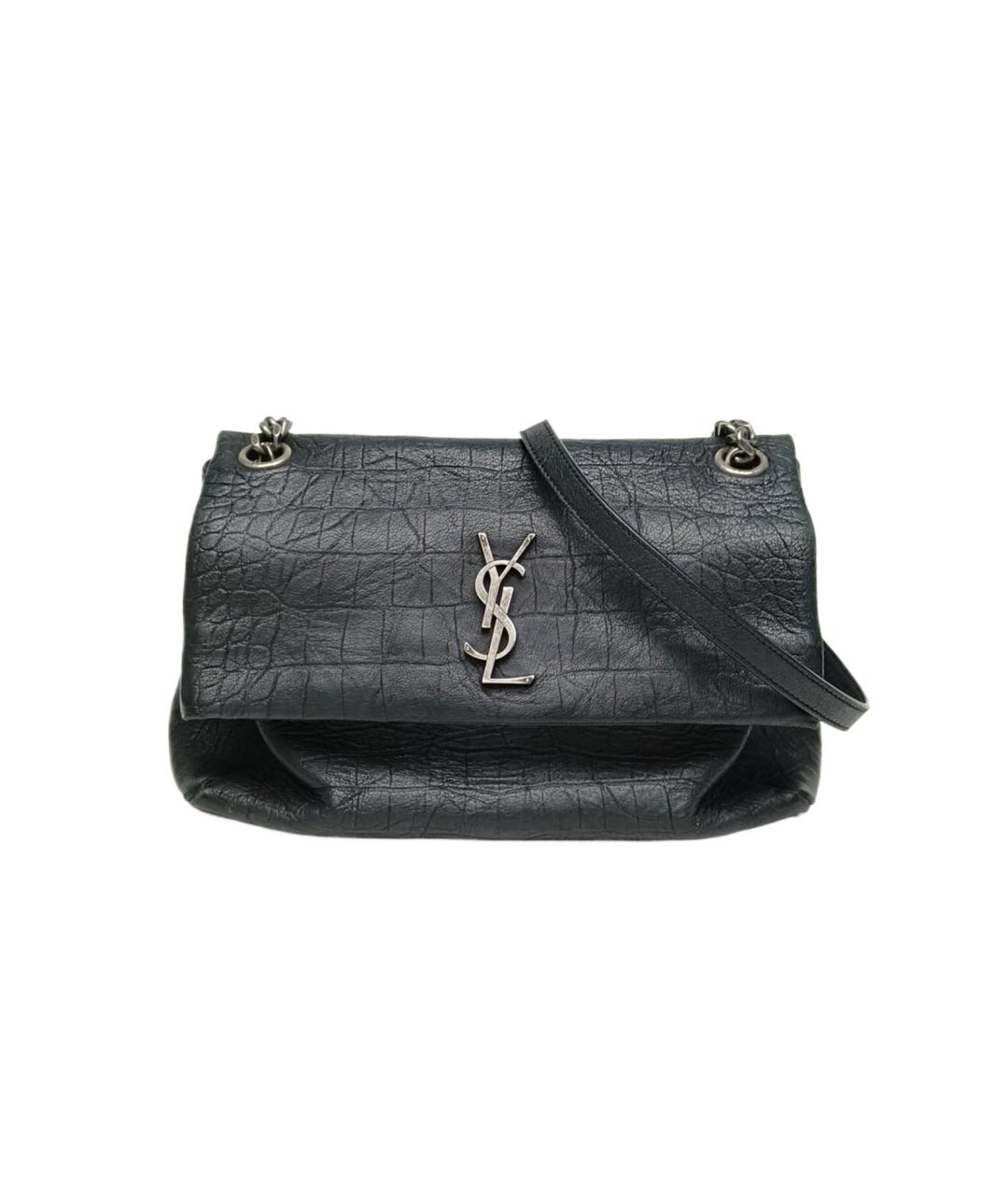 SAINT LAURENT Черная кожаная сумка через плечо, фото 10