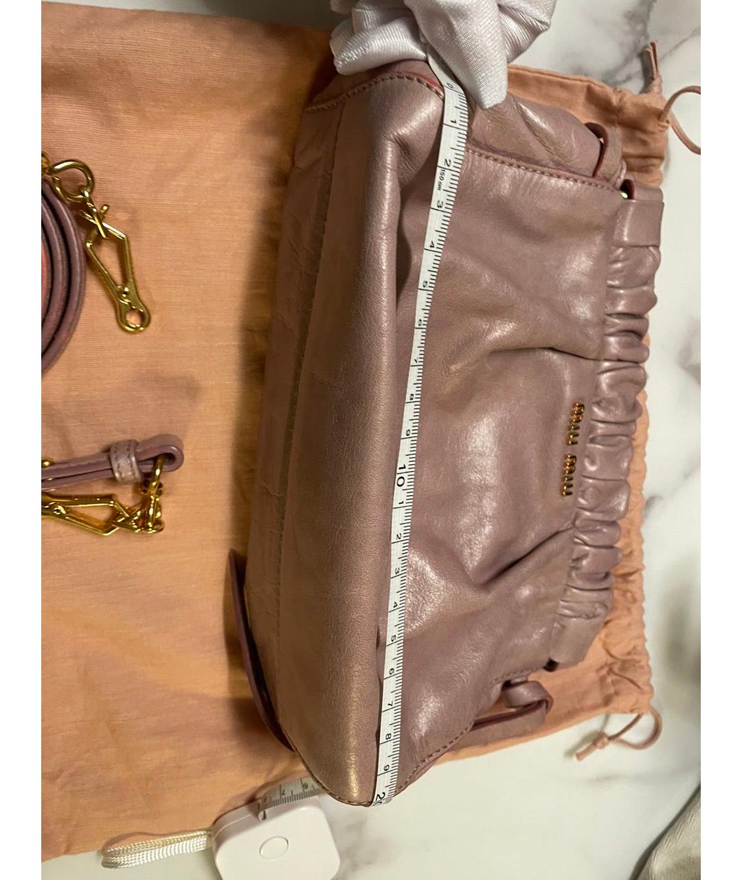 MIU MIU Розовая кожаная сумка через плечо, фото 9