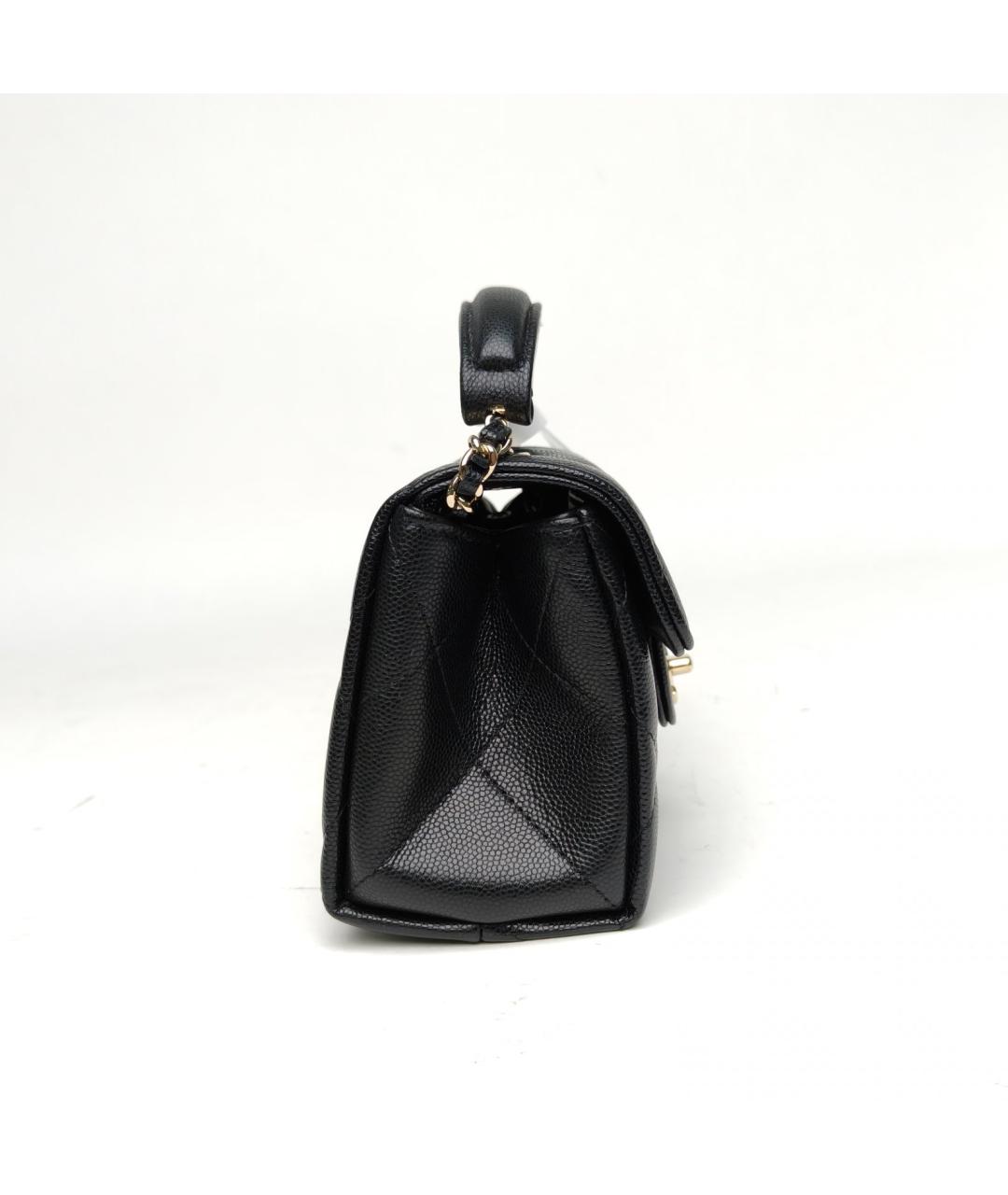 CHANEL Черная кожаная сумка с короткими ручками, фото 5