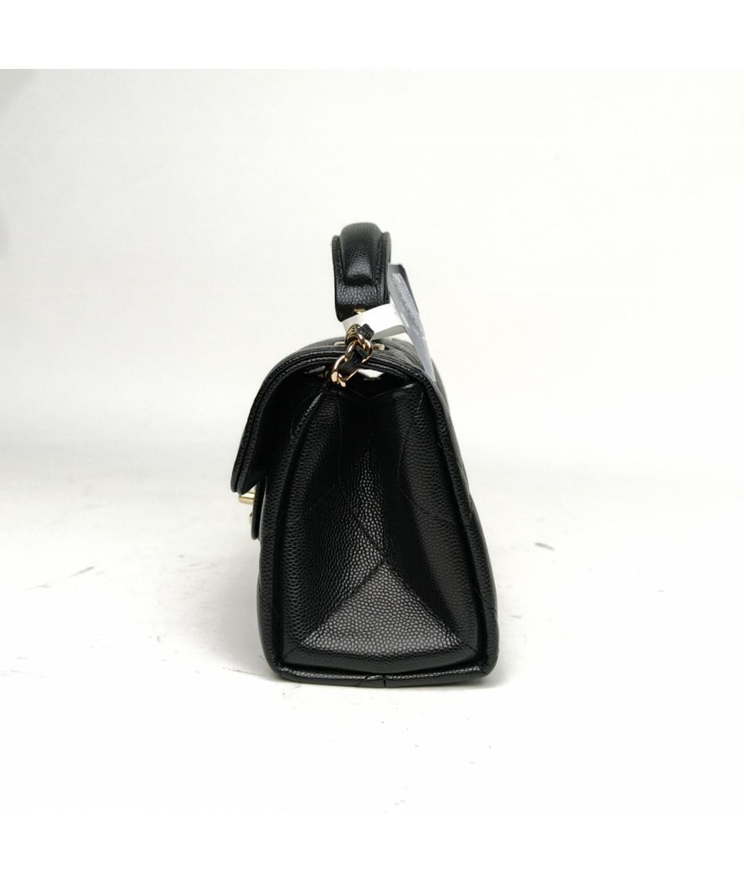 CHANEL Черная кожаная сумка с короткими ручками, фото 3