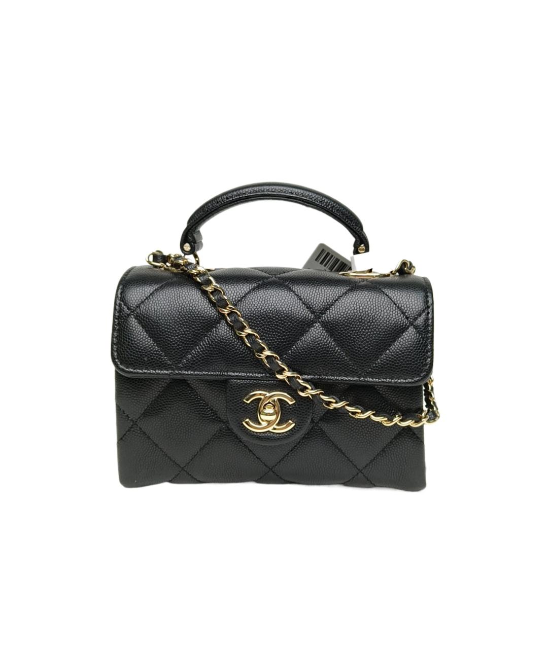 CHANEL Черная кожаная сумка с короткими ручками, фото 1
