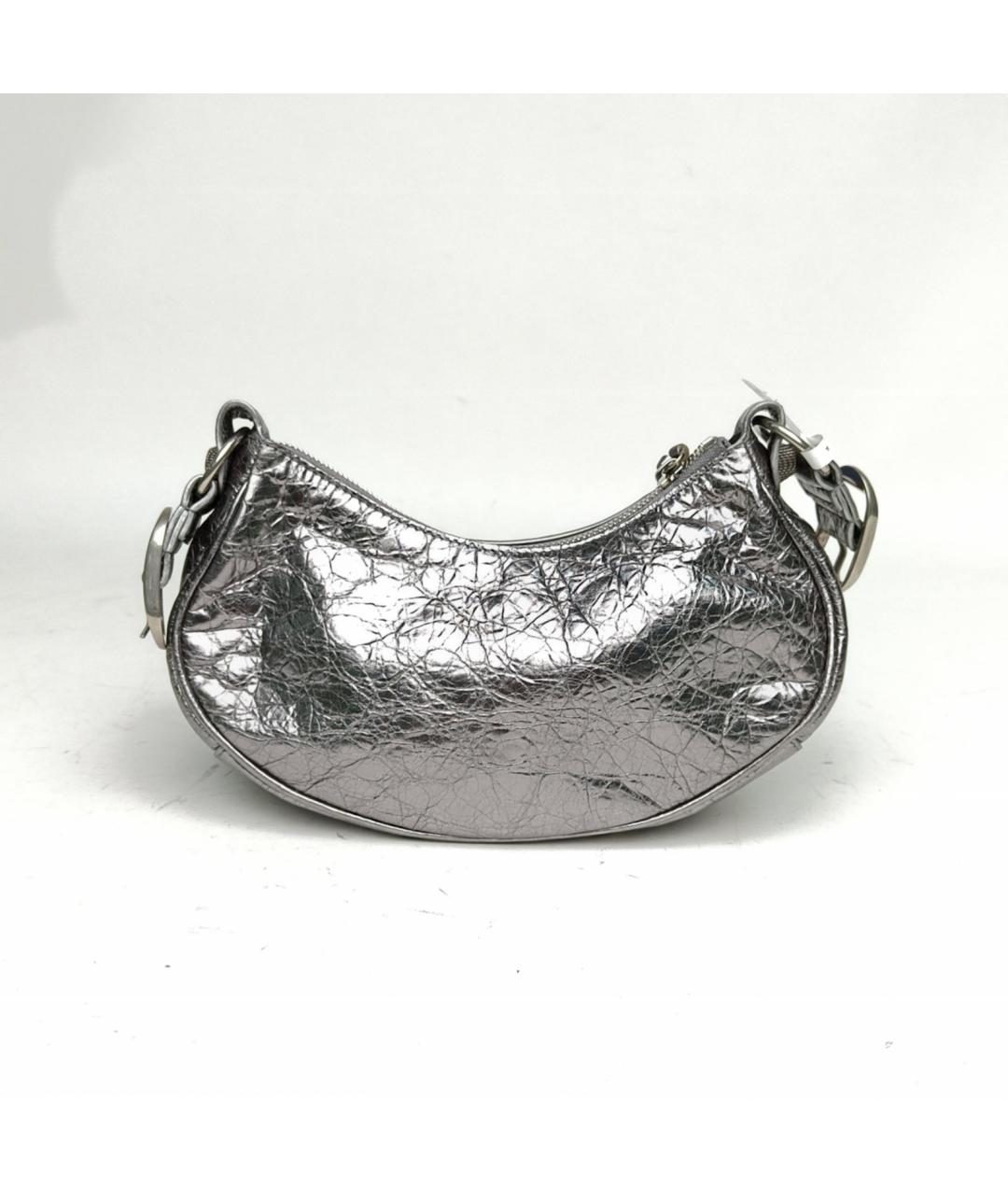 BALENCIAGA Серебряная кожаная сумка через плечо, фото 4