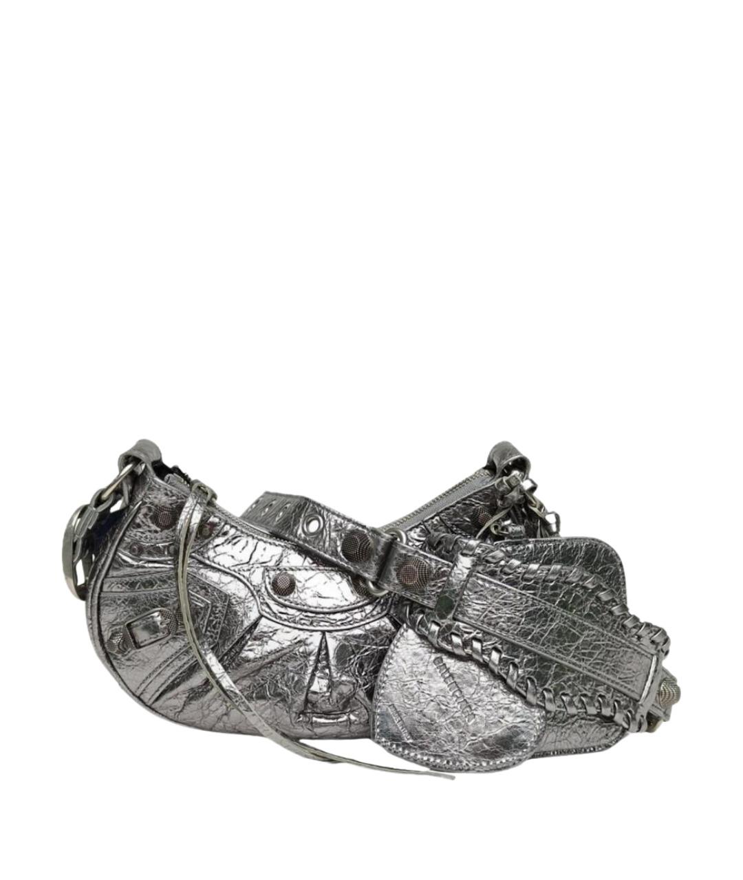BALENCIAGA Серебряная кожаная сумка через плечо, фото 1