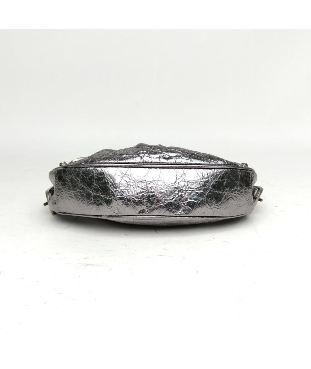 BALENCIAGA Серебряная кожаная сумка через плечо, фото 5