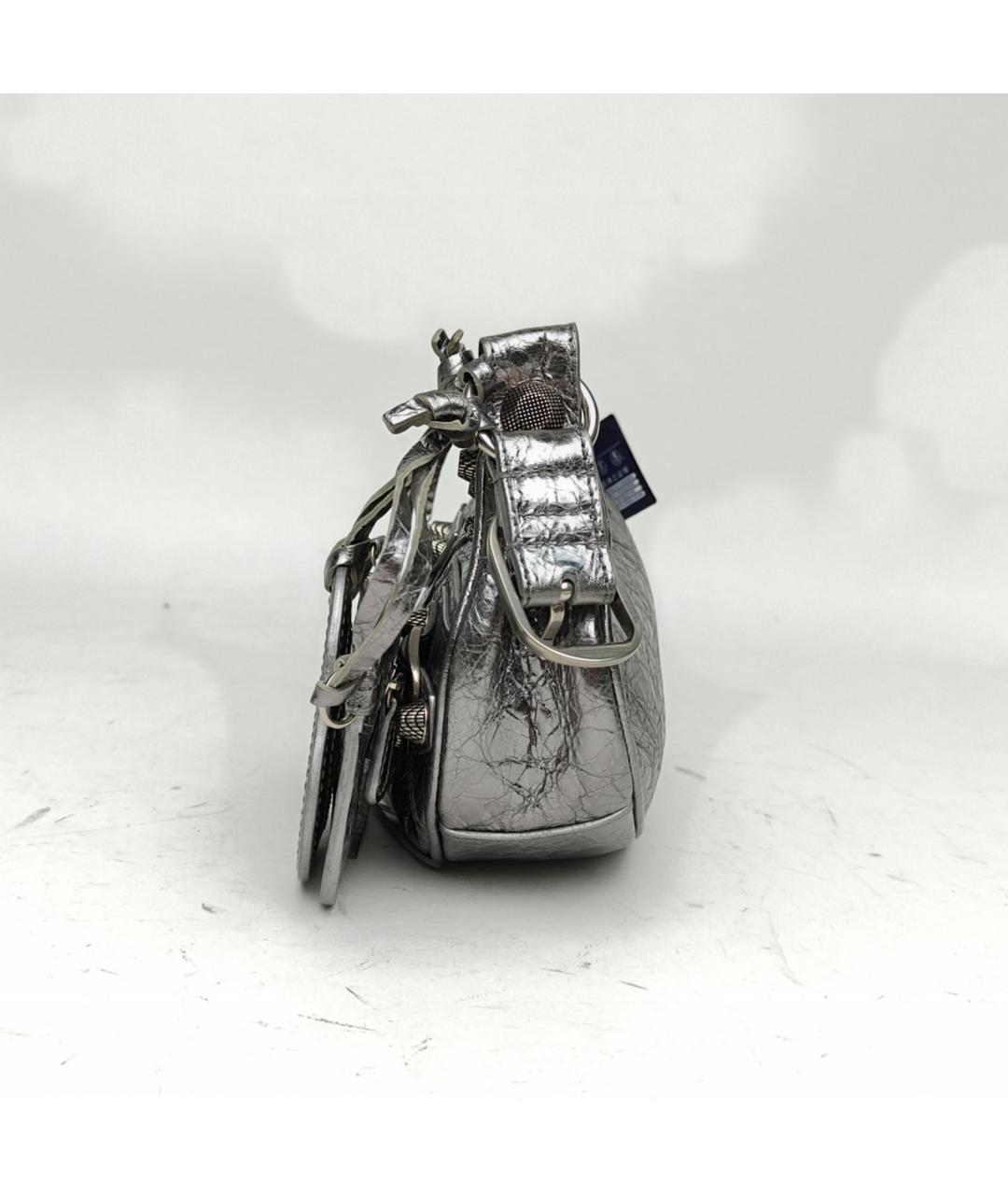 BALENCIAGA Серебряная кожаная сумка через плечо, фото 3